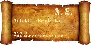 Miletits Renáta névjegykártya